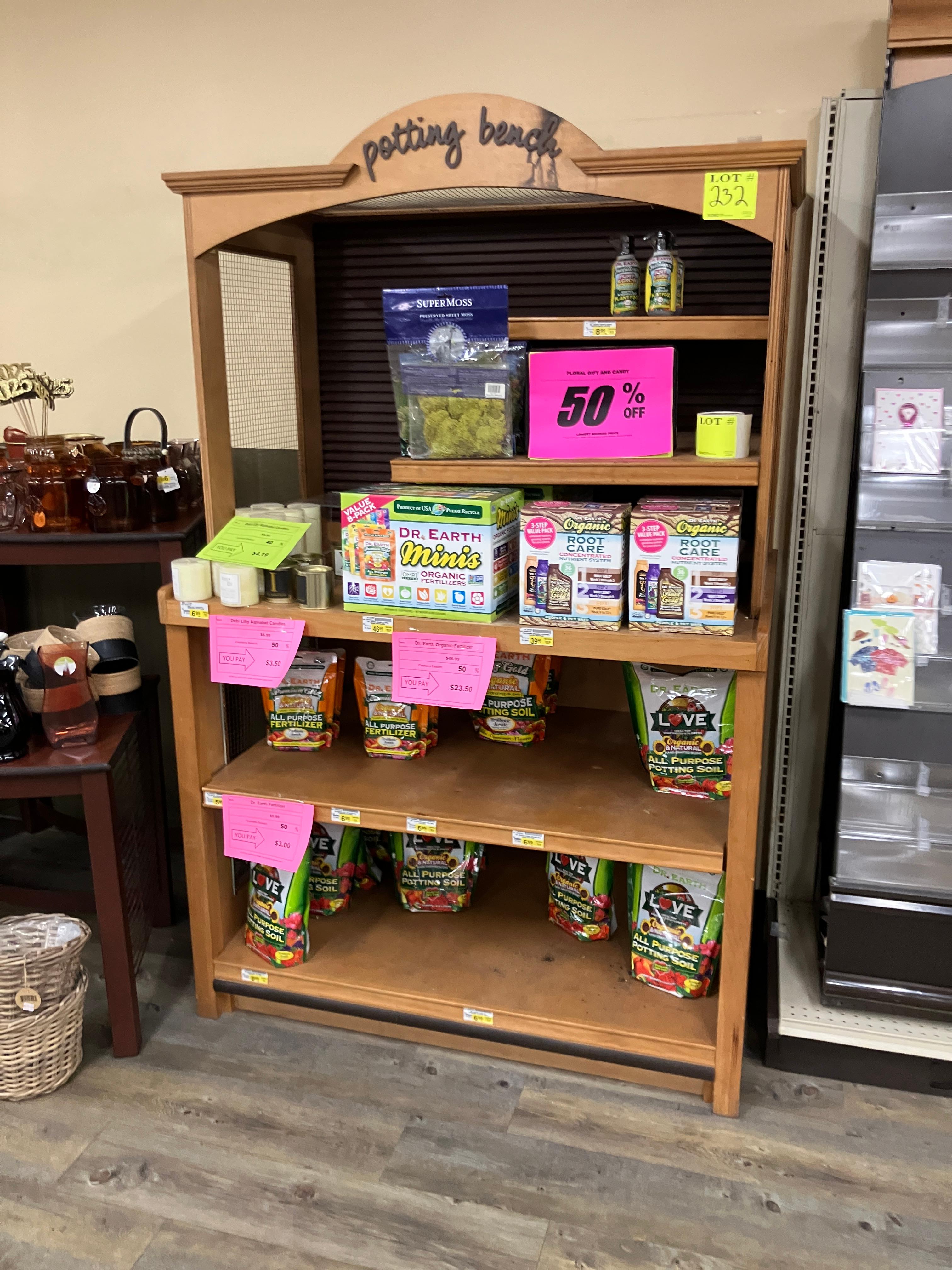 Wood display rack 31” deep x 60 “ high x 48” Potting Bench