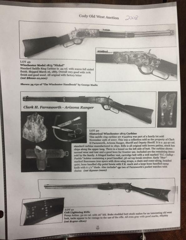 Historical Winchester M-73 and Other Items