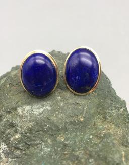 Lapis and 14 Karat Gold Earrings