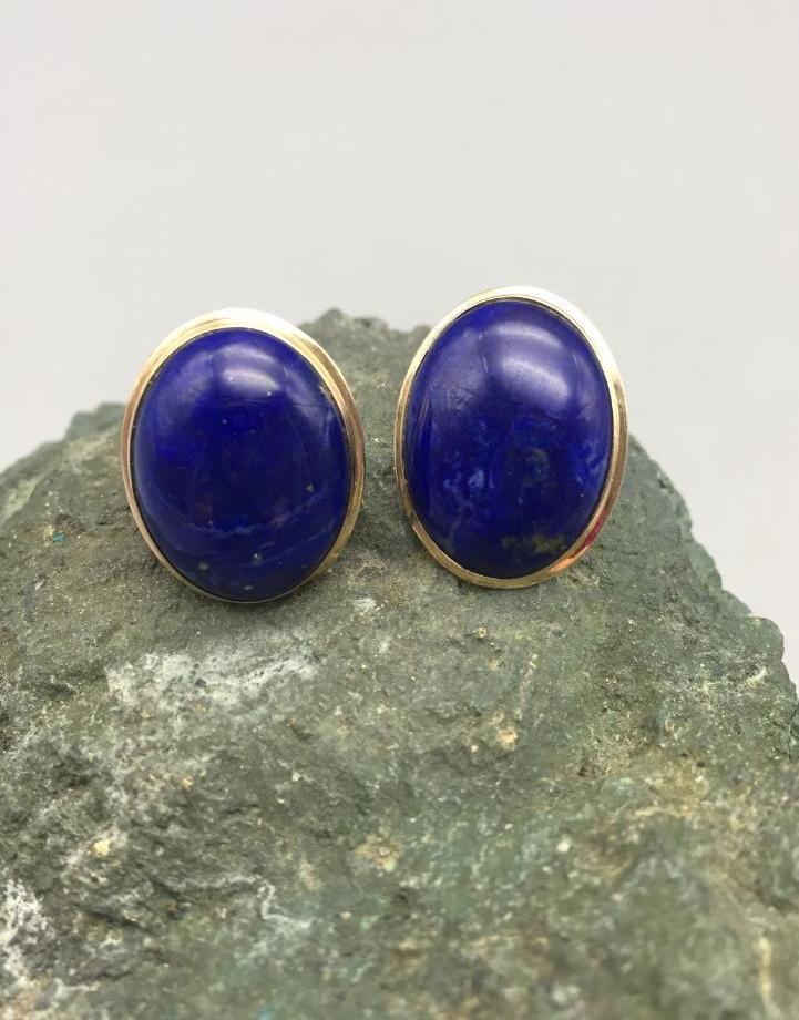 Lapis and 14 Karat Gold Earrings
