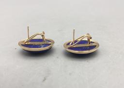 Lapis and 14 Karat Gold Earrings