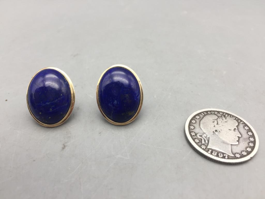 Lapis and 14 Karat Gold Earrings