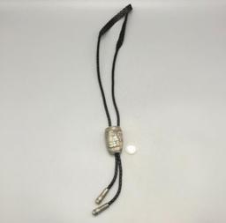 GREAT Stylish Bolo With Turquoise and Coral Set in Sterling by Lee Epperson