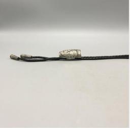 GREAT Stylish Bolo With Turquoise and Coral Set in Sterling by Lee Epperson