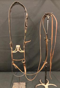 Old Spotted Leather Cowboy Bridle with Spade Bit