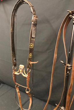 Old Spotted Leather Cowboy Bridle with Spade Bit