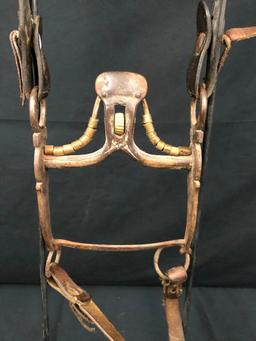 Old Spotted Leather Cowboy Bridle with Spade Bit