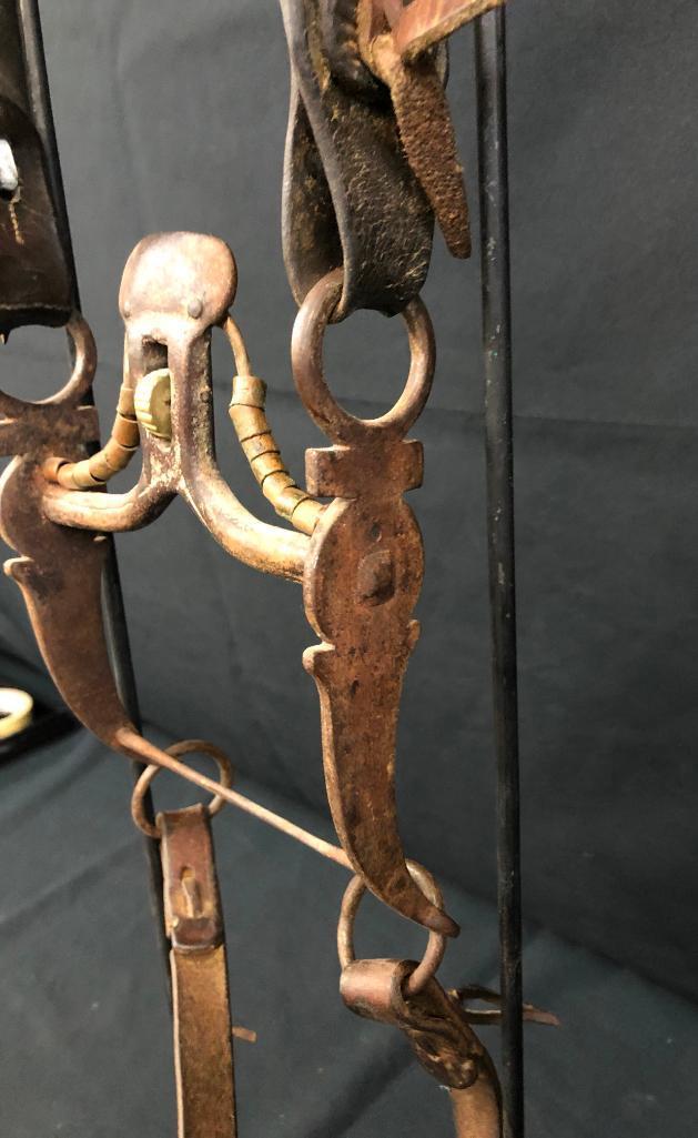 Old Spotted Leather Cowboy Bridle with Spade Bit