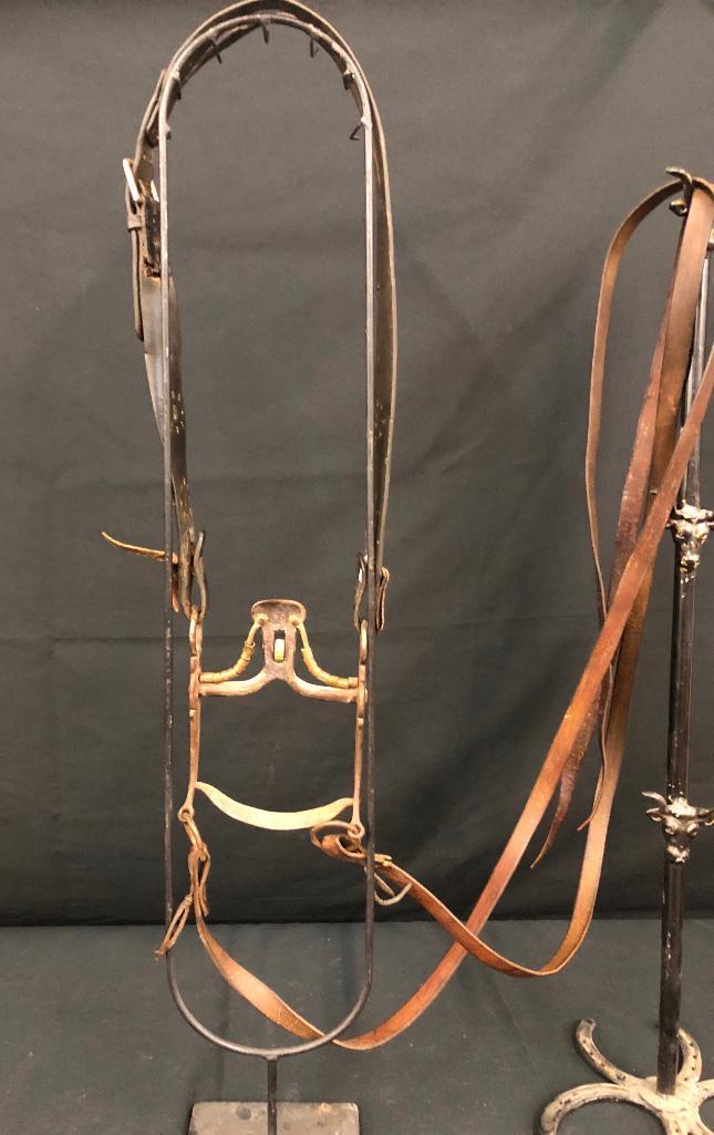 Old Spotted Leather Cowboy Bridle with Spade Bit