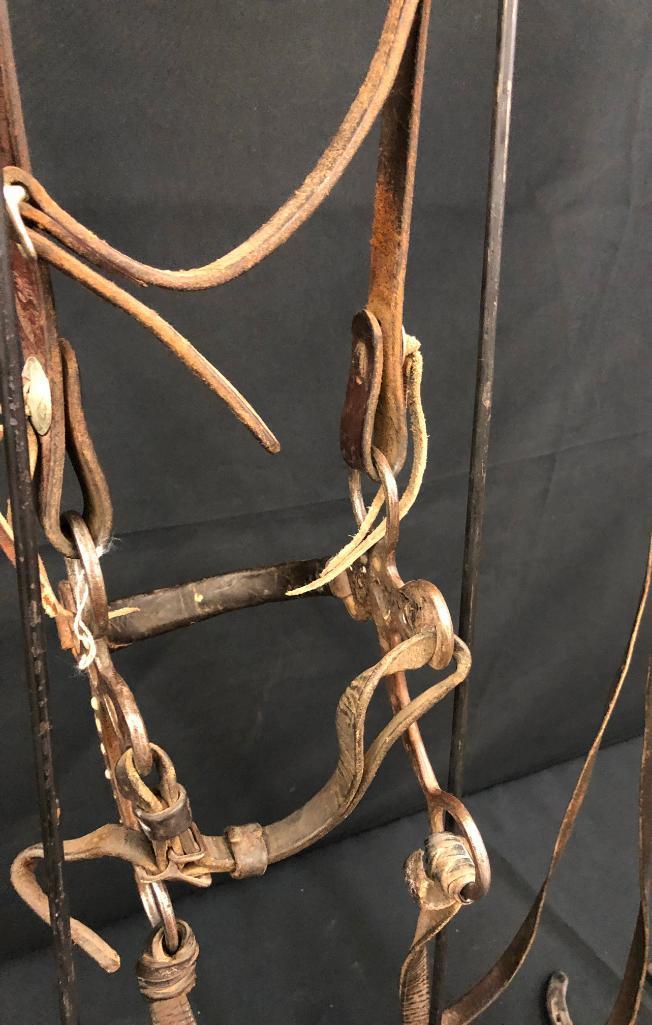 Possible Texas Prison Made Hackamore with Leather Cowboy Headstall