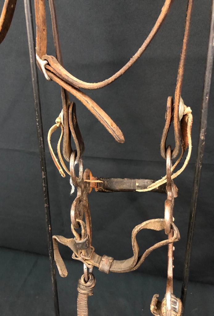 Possible Texas Prison Made Hackamore with Leather Cowboy Headstall