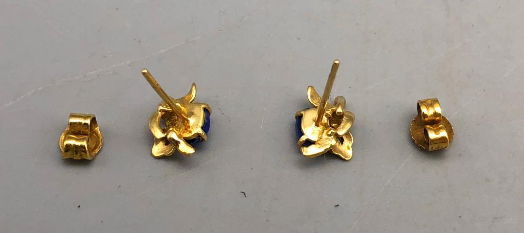 14k Gold and Lapis Ring and Earrings