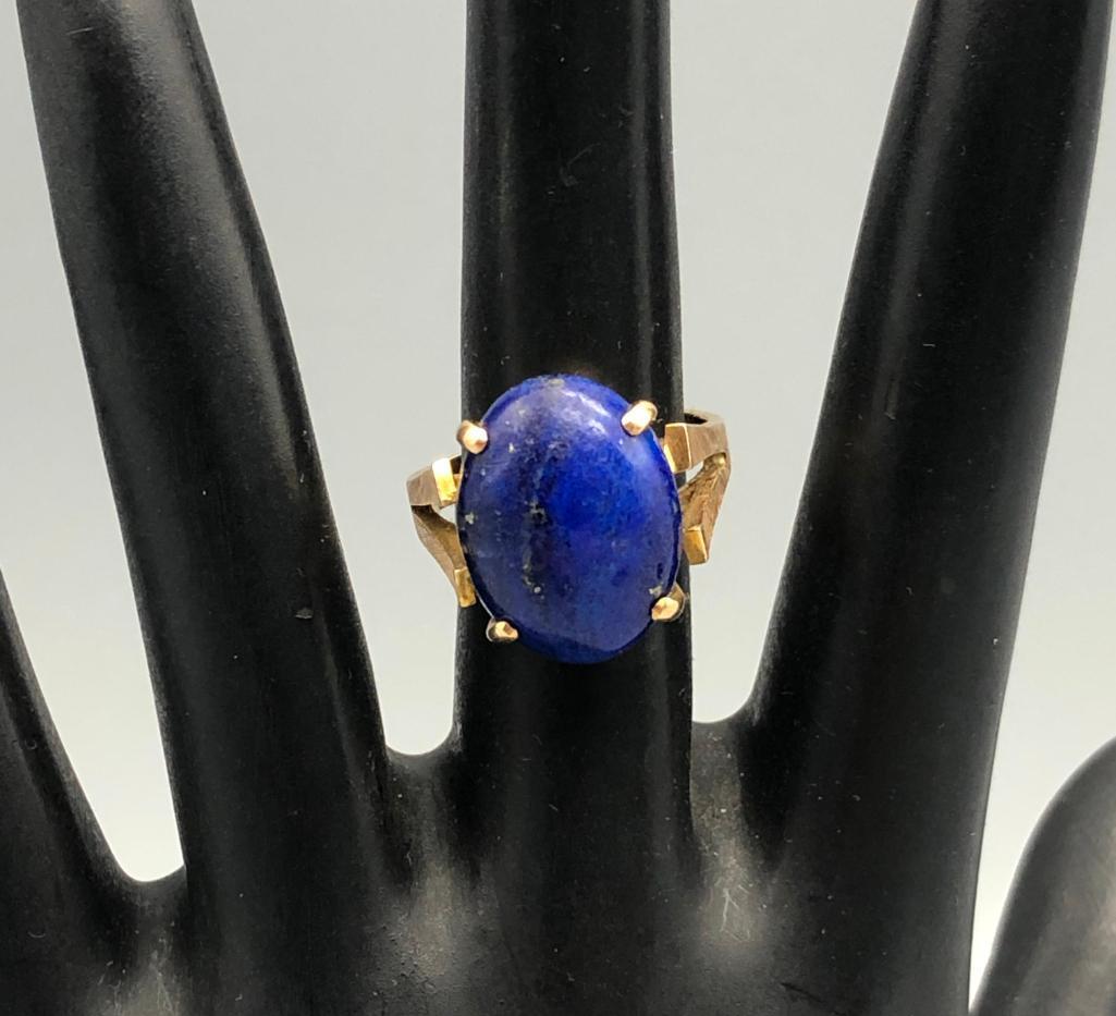 14k Gold and Lapis Ring and Earrings