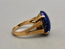 14k Gold and Lapis Ring and Earrings