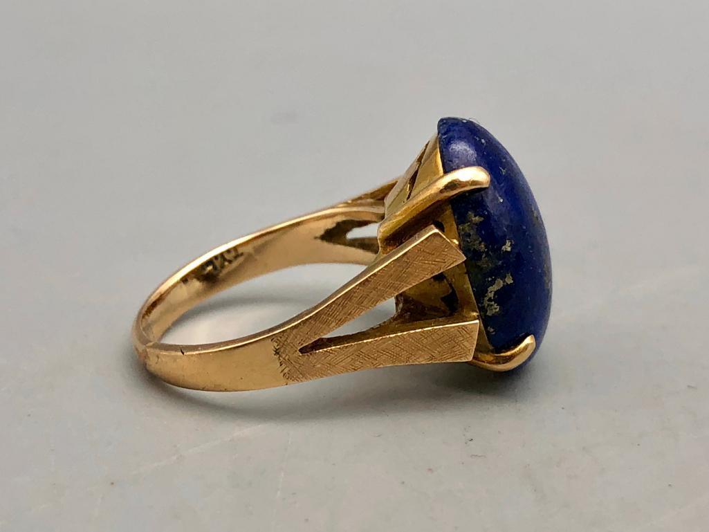 14k Gold and Lapis Ring and Earrings