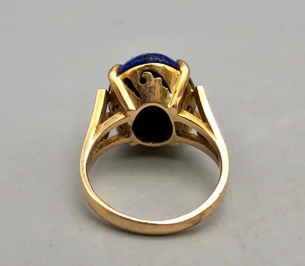 14k Gold and Lapis Ring and Earrings