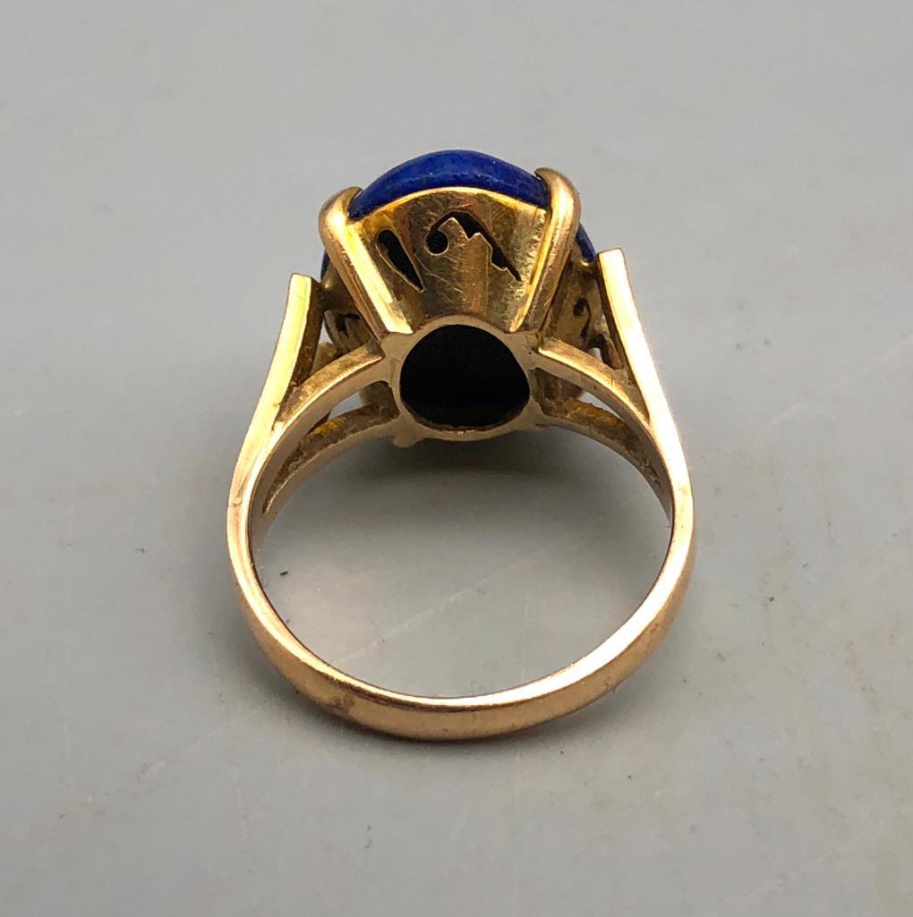 14k Gold and Lapis Ring and Earrings