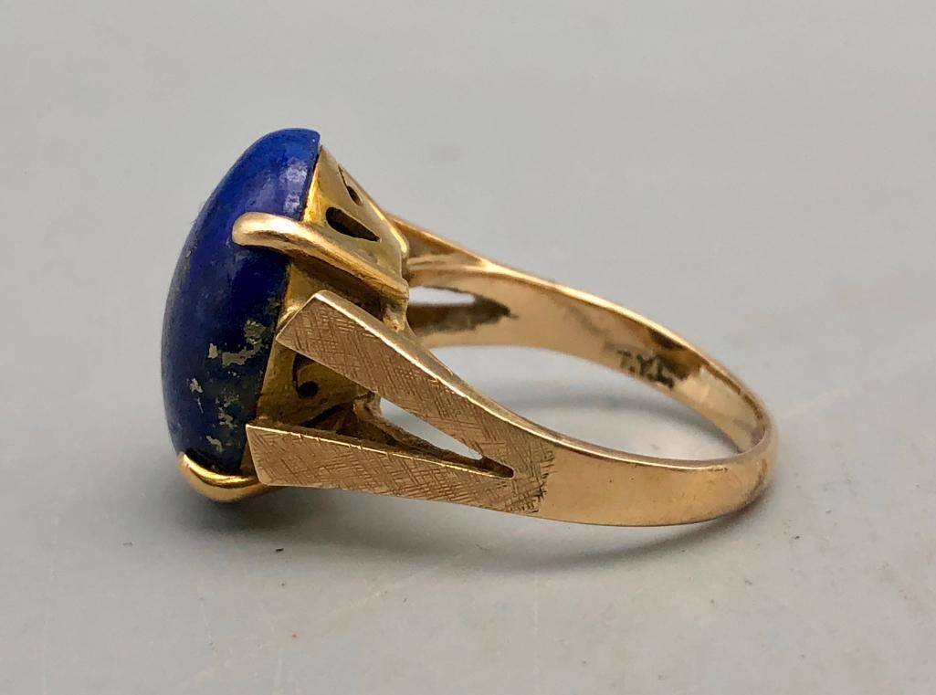 14k Gold and Lapis Ring and Earrings