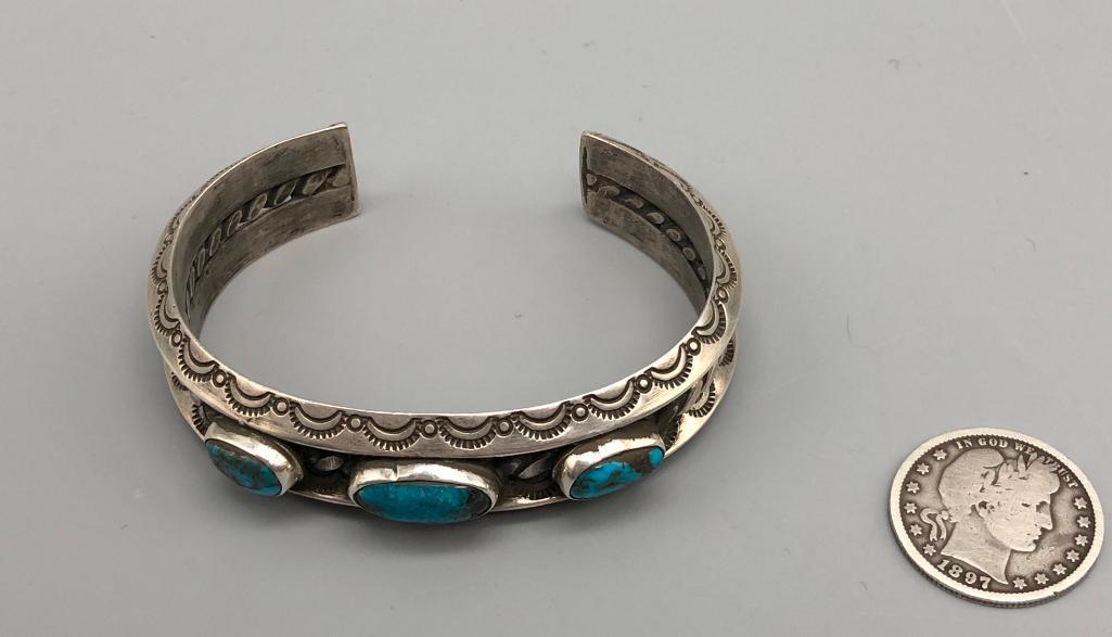 Divine Three Stone Turquoise Bracelet