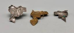 Three Vintage Saddle Themed Items, Pins, and Scarf Slide
