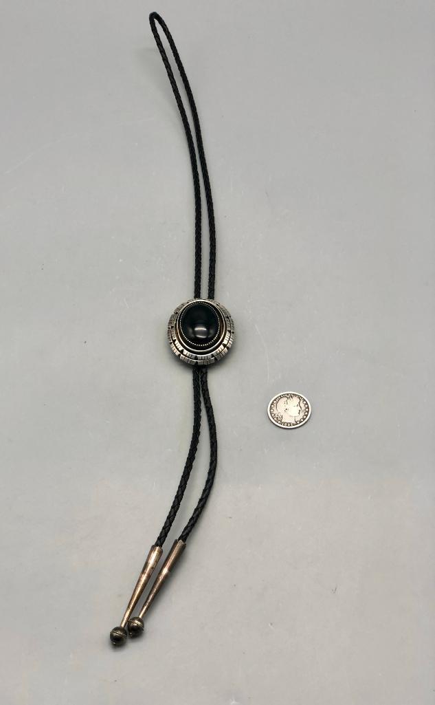 Sterling Silver and Onyx Bolo Tie