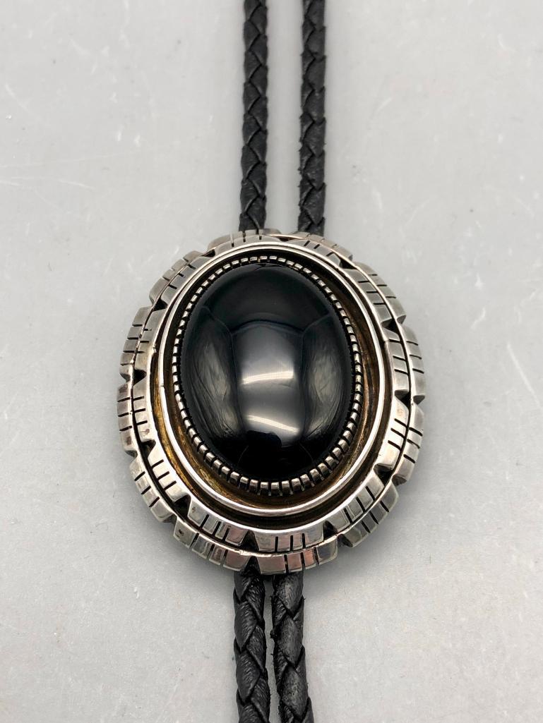 Sterling Silver and Onyx Bolo Tie
