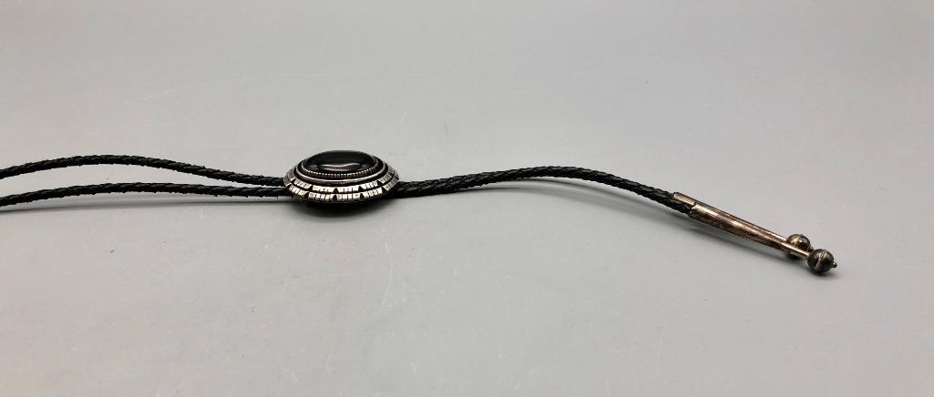 Sterling Silver and Onyx Bolo Tie