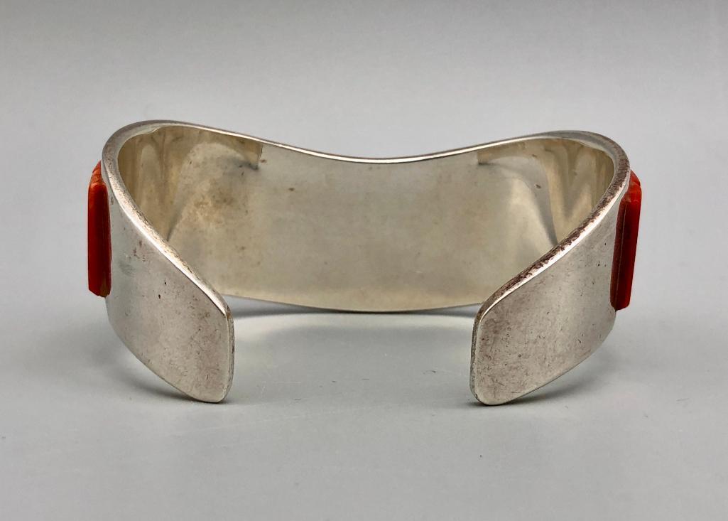 Classy Coral Inlay Bracelet by Tommy Jackson