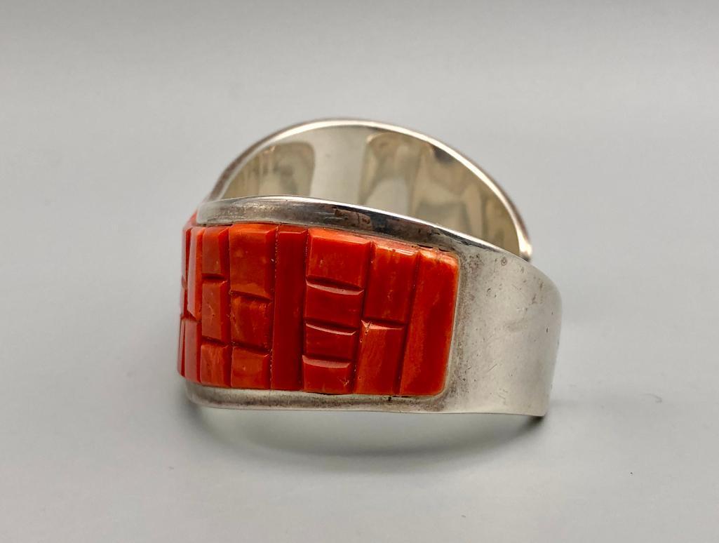 Classy Coral Inlay Bracelet by Tommy Jackson