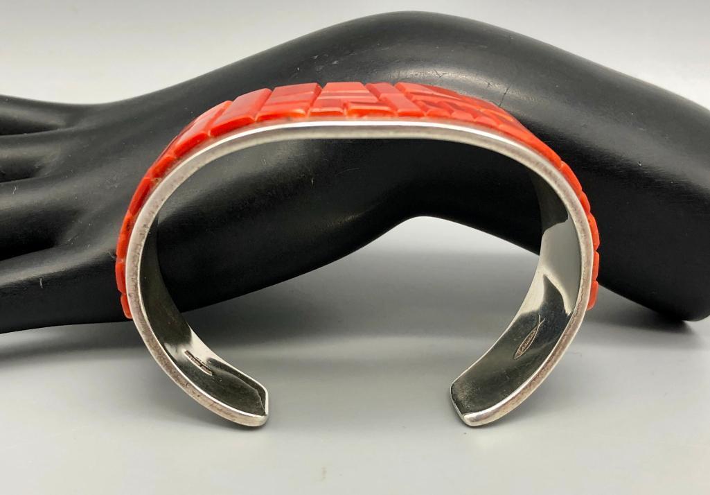 Classy Coral Inlay Bracelet by Tommy Jackson