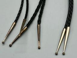 Three Vintage Inlay Bolo Ties