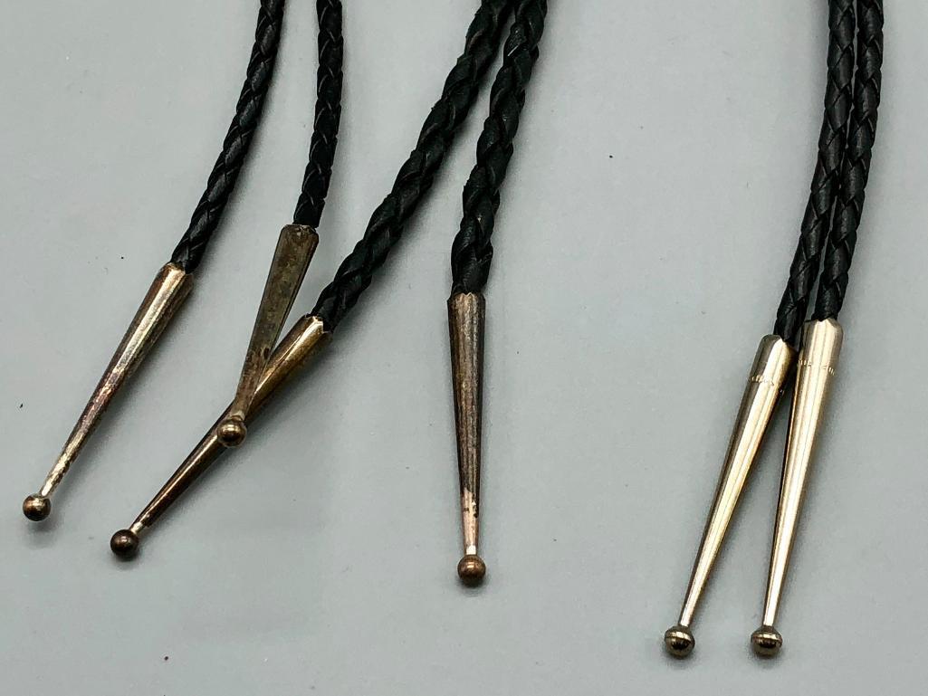 Three Vintage Inlay Bolo Ties