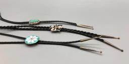 Three Vintage Inlay Bolo Ties