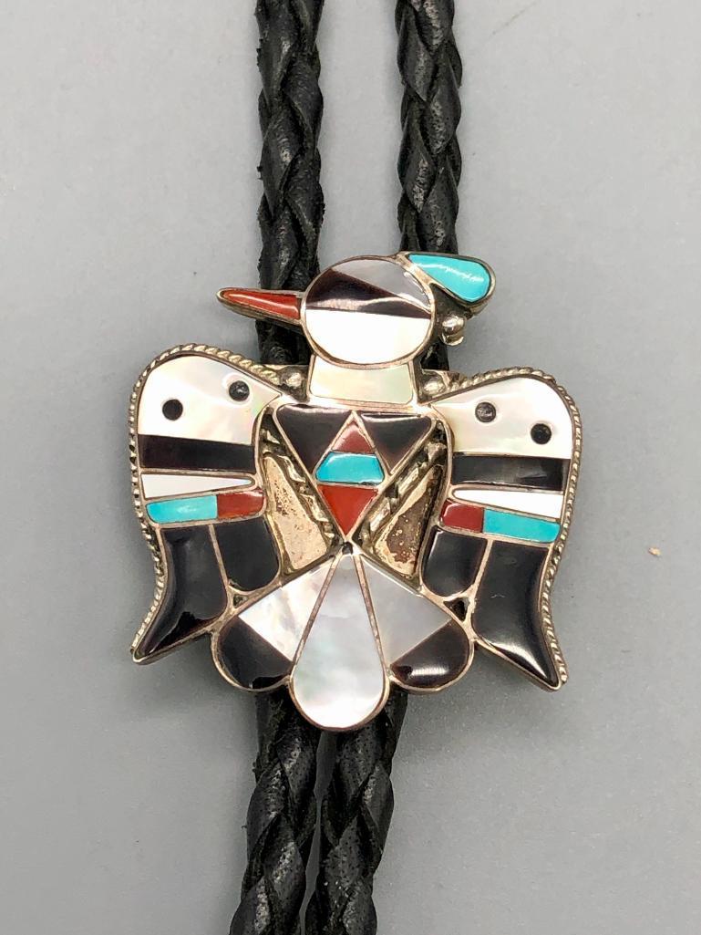 Three Vintage Inlay Bolo Ties