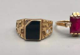 Group of Four 10K Gold Rings