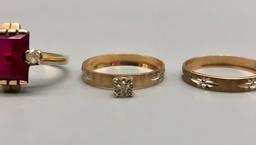 Group of Four 10K Gold Rings