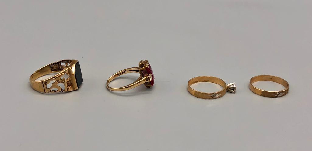 Group of Four 10K Gold Rings