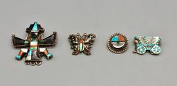 Four Vintage Zuni Pins