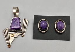 Lepidolite Pendant and Earring Set- David Lister