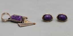 Lepidolite Pendant and Earring Set- David Lister