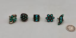 Group of Five Fred Harvey Era Turquoise Cluster Rings