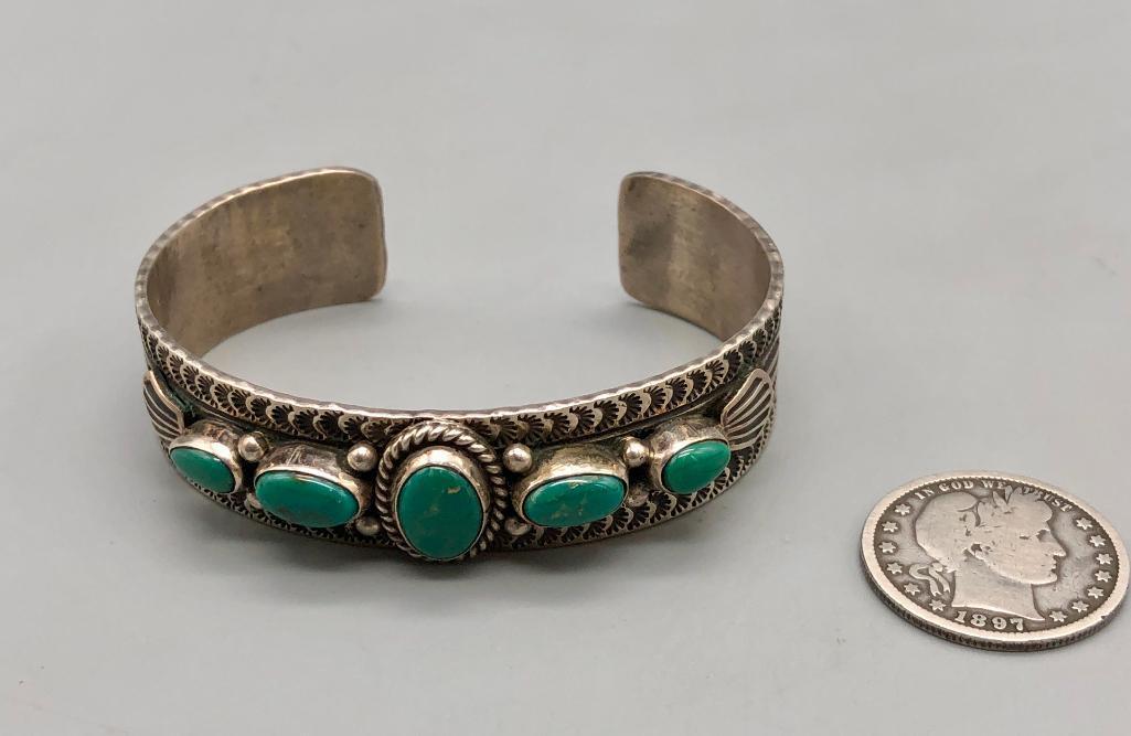 Five Stone Turquoise Bracelet by Michael and Rosita Calladitto