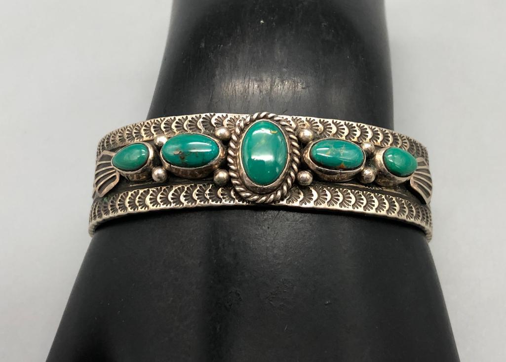 Five Stone Turquoise Bracelet by Michael and Rosita Calladitto