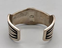 Hefty Sterling Silver Bracelet with Webbed Turquoise