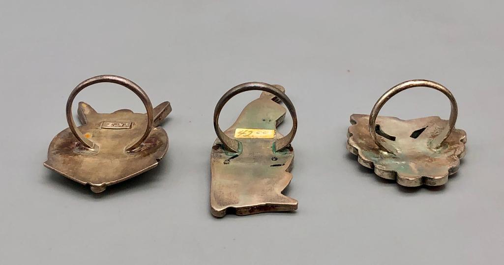 Three Vintage Inlay Rings