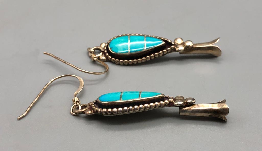 Four Piece Zuni Style Inlay Turquoise Necklace Set
