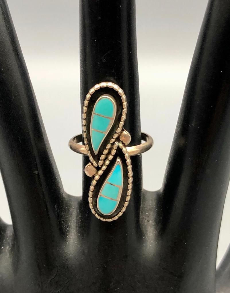 Four Piece Zuni Style Inlay Turquoise Necklace Set