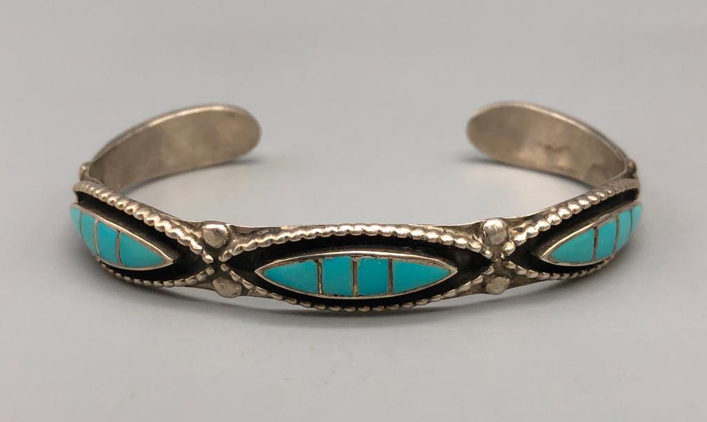 Four Piece Zuni Style Inlay Turquoise Necklace Set
