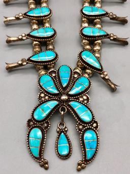 Four Piece Zuni Style Inlay Turquoise Necklace Set