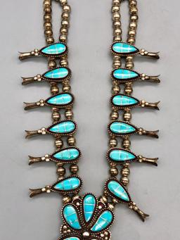 Four Piece Zuni Style Inlay Turquoise Necklace Set